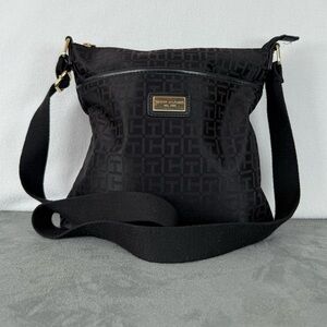 Tommy Hilfiger Canvas  Square Crossbody in Black with Gold Hardware